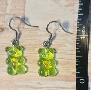 Green Gummy Bear Earrings Handmade New